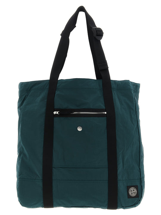 Logo Patch Shopping Bag Tote Bag Green