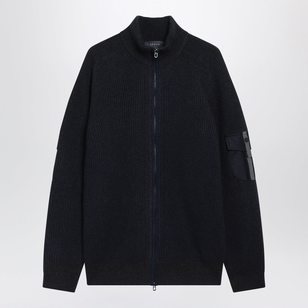 Sease Dark Blue Dinghy Full Zip Sweatshirt In Cashmere