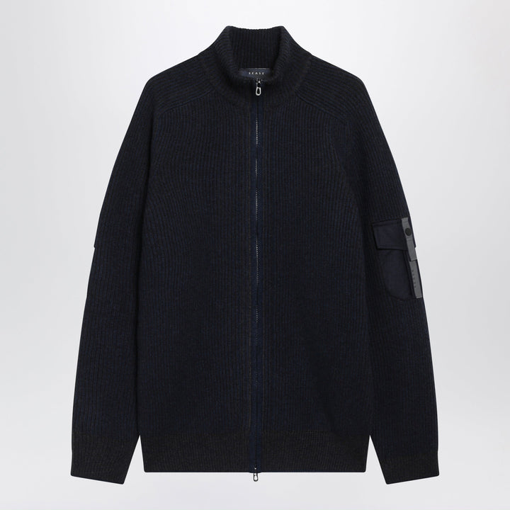 Sease Dark Blue Dinghy Full Zip Sweatshirt In Cashmere