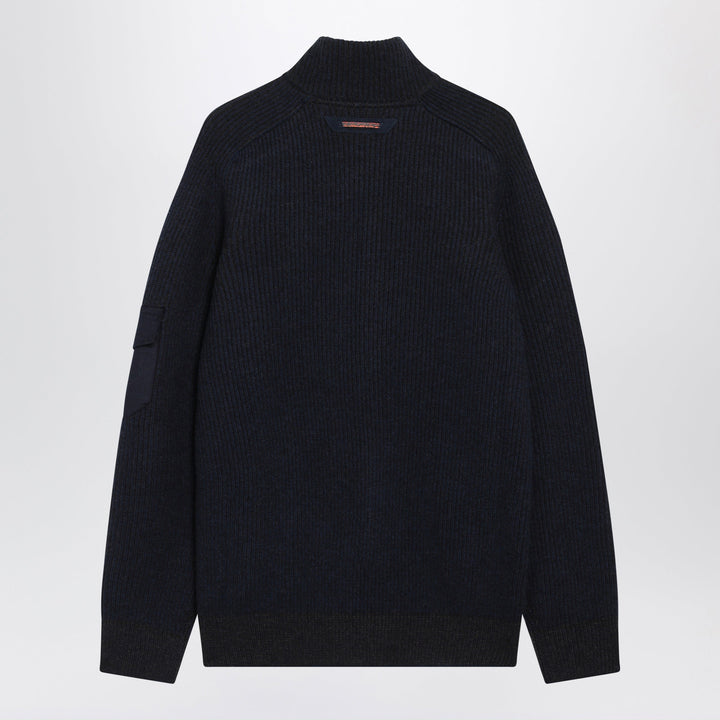 Sease Dark Blue Dinghy Full Zip Sweatshirt In Cashmere