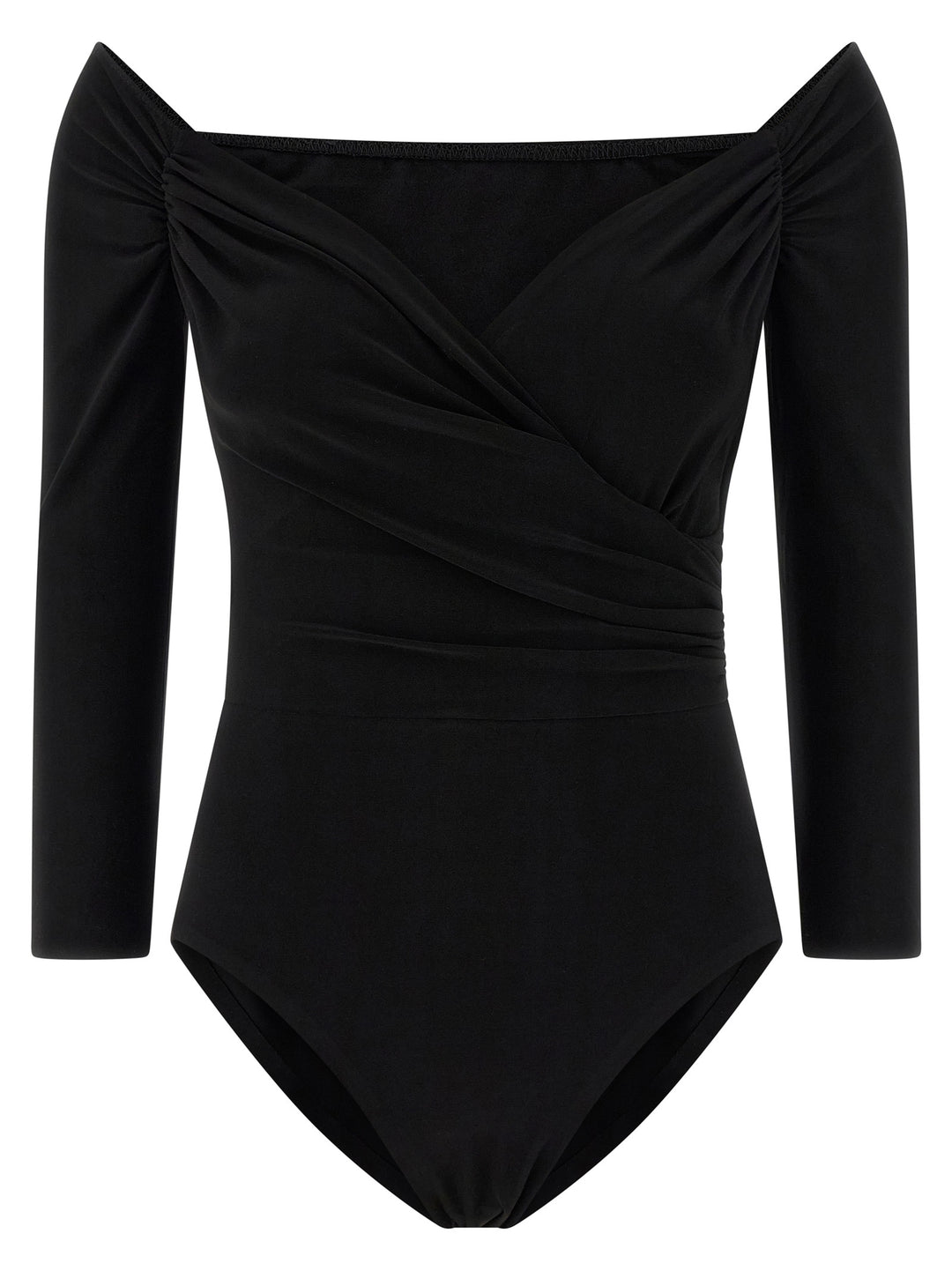 Norma Kamali Heart-Shaped Neckline Bodysuit Tops - Black | ce70154dc246fc8fd670f210d46b21e7ee641f17