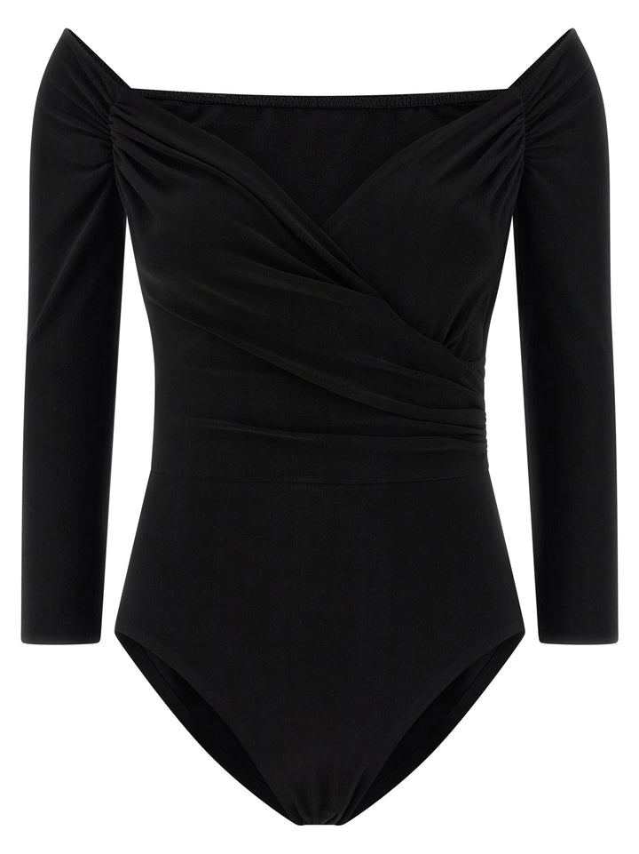 Norma Kamali Heart-Shaped Neckline Bodysuit Tops - Black | ce70154dc246fc8fd670f210d46b21e7ee641f17
