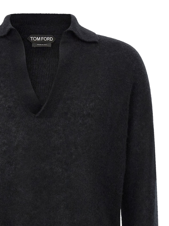 Tom Ford Cashmere And Silk Polo Shirt Sweaters and Cardigans - Black | 896e266f4ace78b06c475705398699179188abfa
