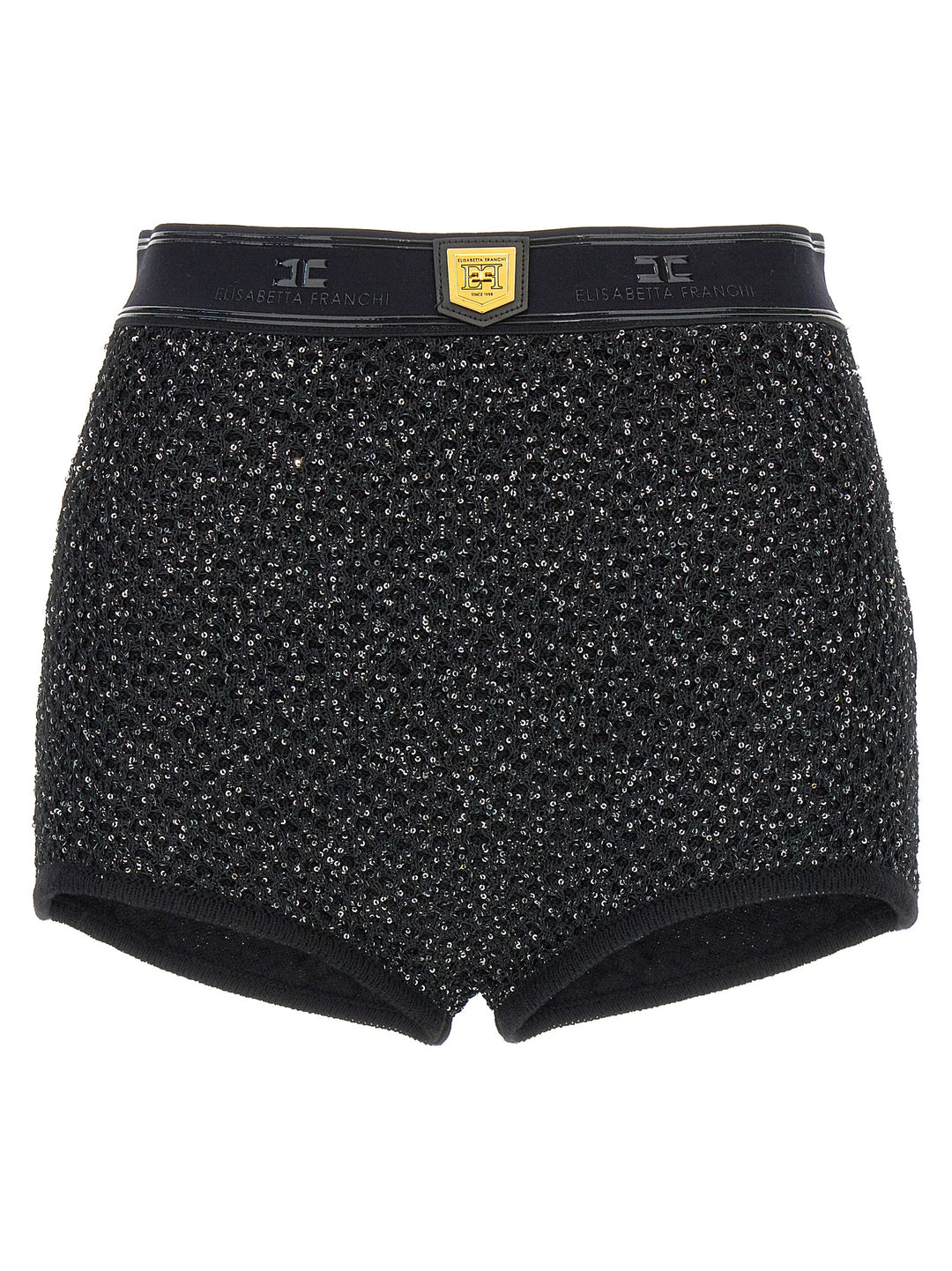 Sequined Knit Shorts Bermuda, Short Black