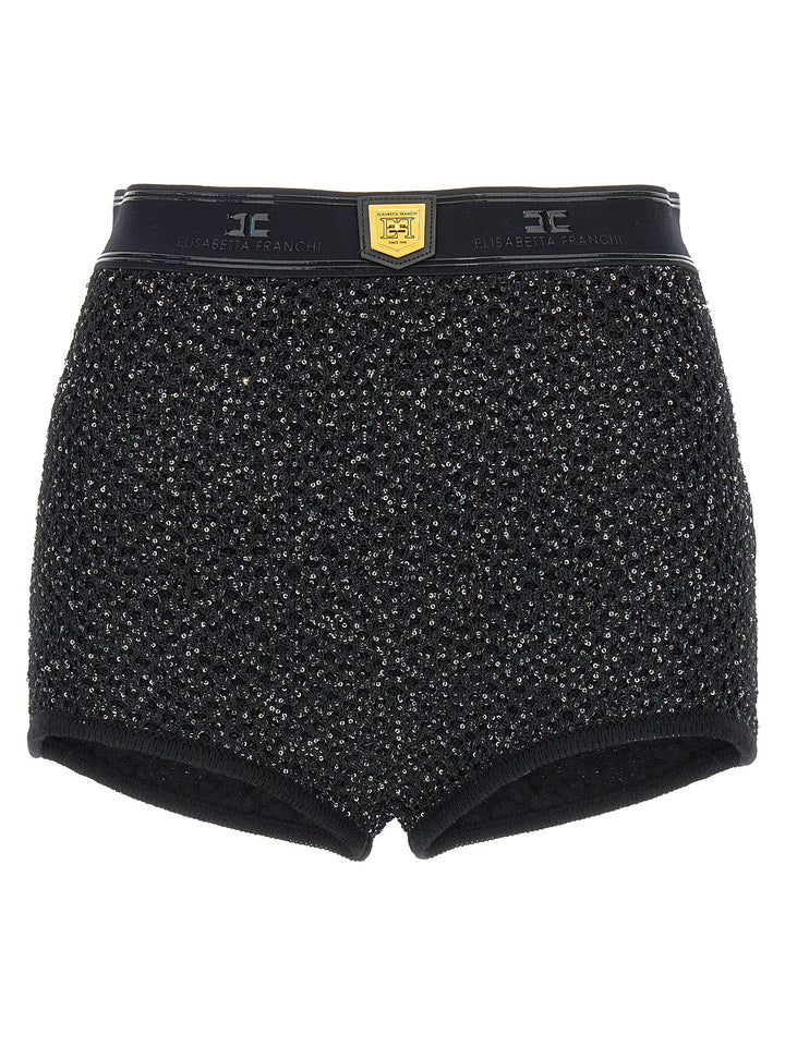 Sequined Knit Shorts Bermuda, Short Black