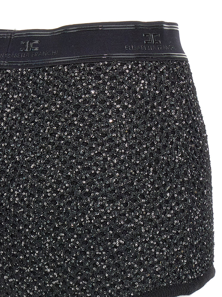 Sequined Knit Shorts Bermuda, Short Black