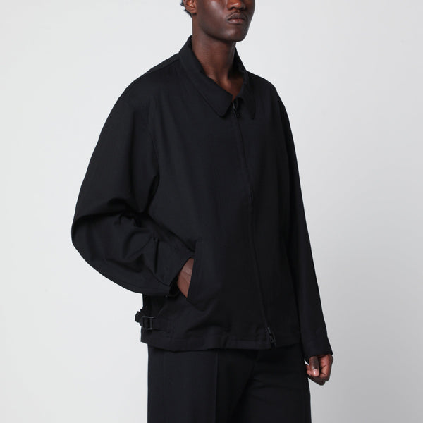 Black Zip-Up Jacket In Wool Blend