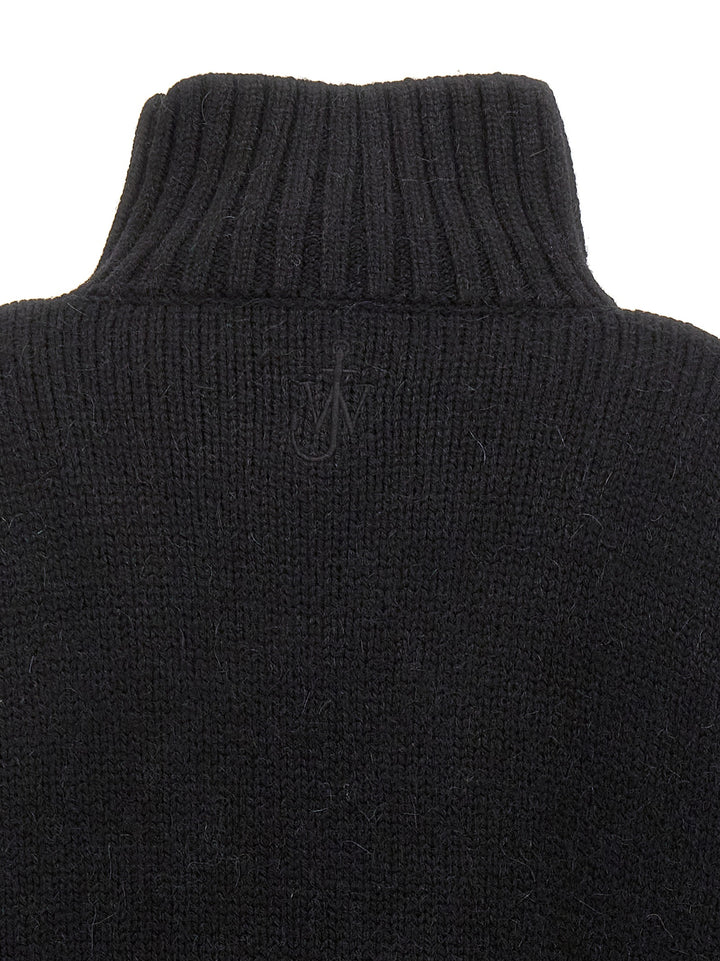 Leather Patch Pocket Sweater, Cardigans Black