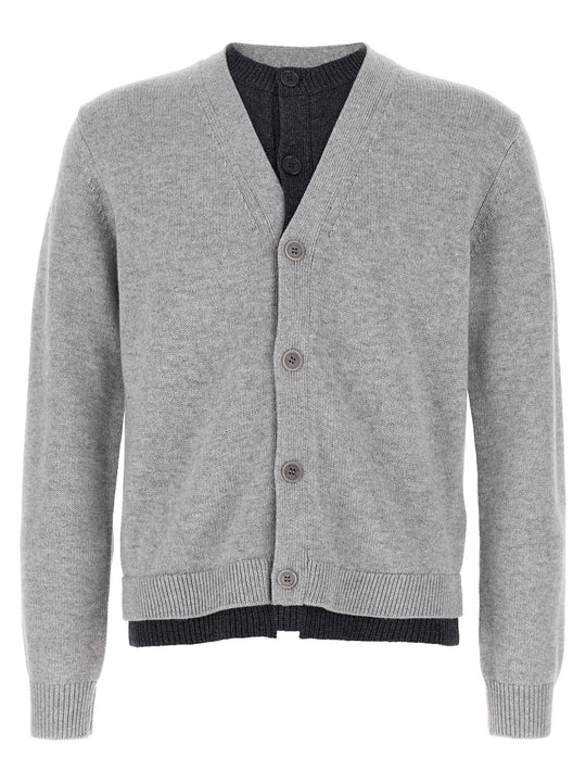 Contrast Layered Sweaters And Cardigans Gray