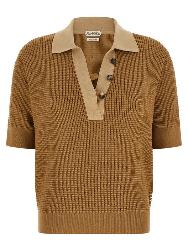 Waffle Stitch Shirt Polo Beige