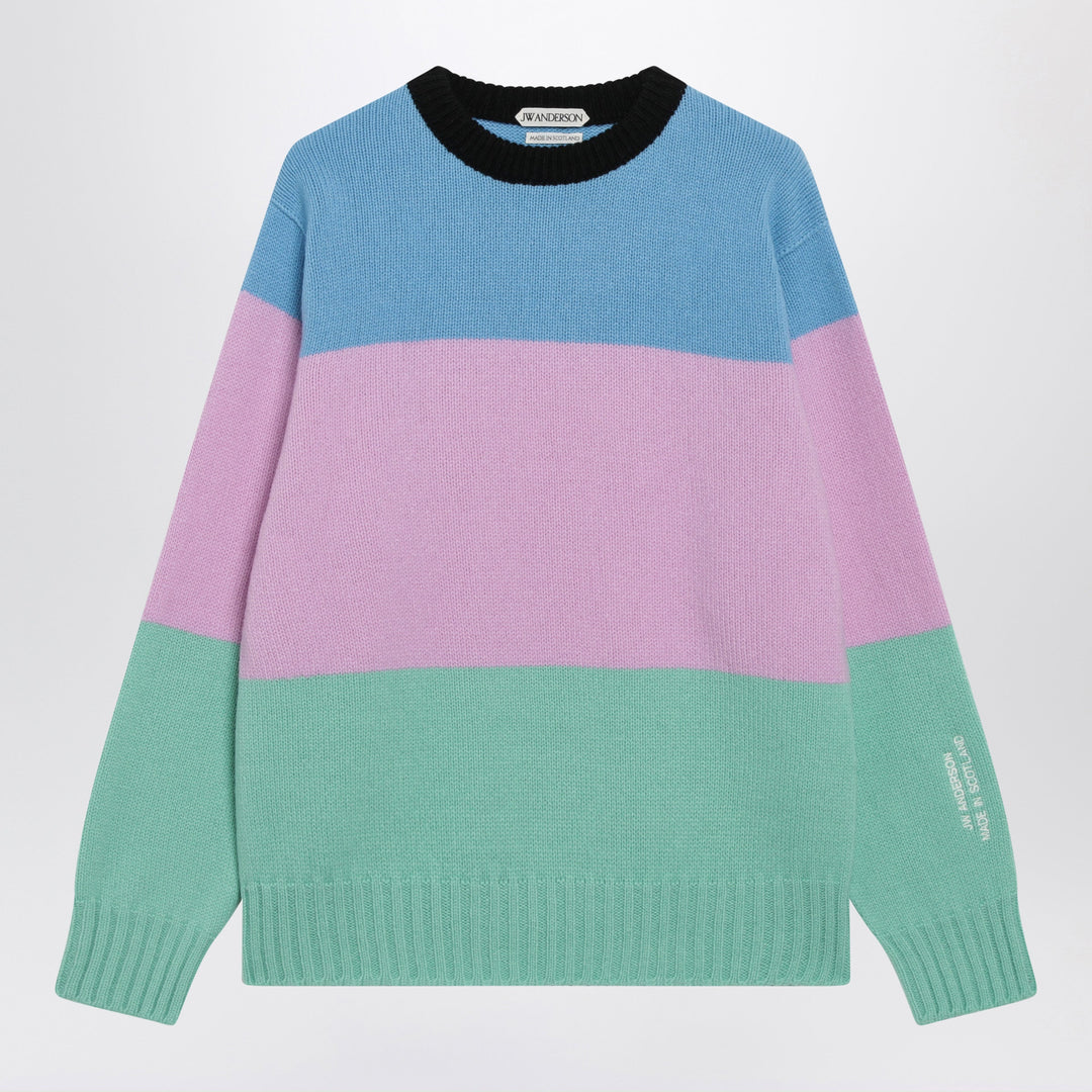JW Anderson Cornflower Blue Men’s Striped Merino Wool Sweater
