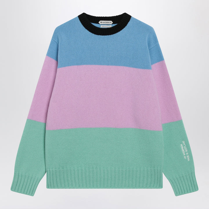 JW Anderson Cornflower Blue Men’s Striped Merino Wool Sweater