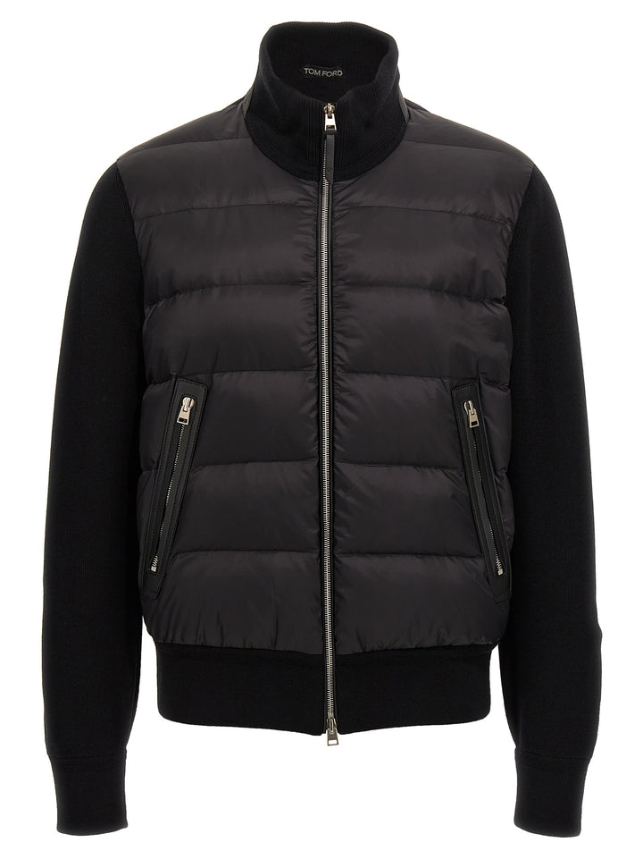 Knit Insert Down Jacket Casual Jackets, Parka Black