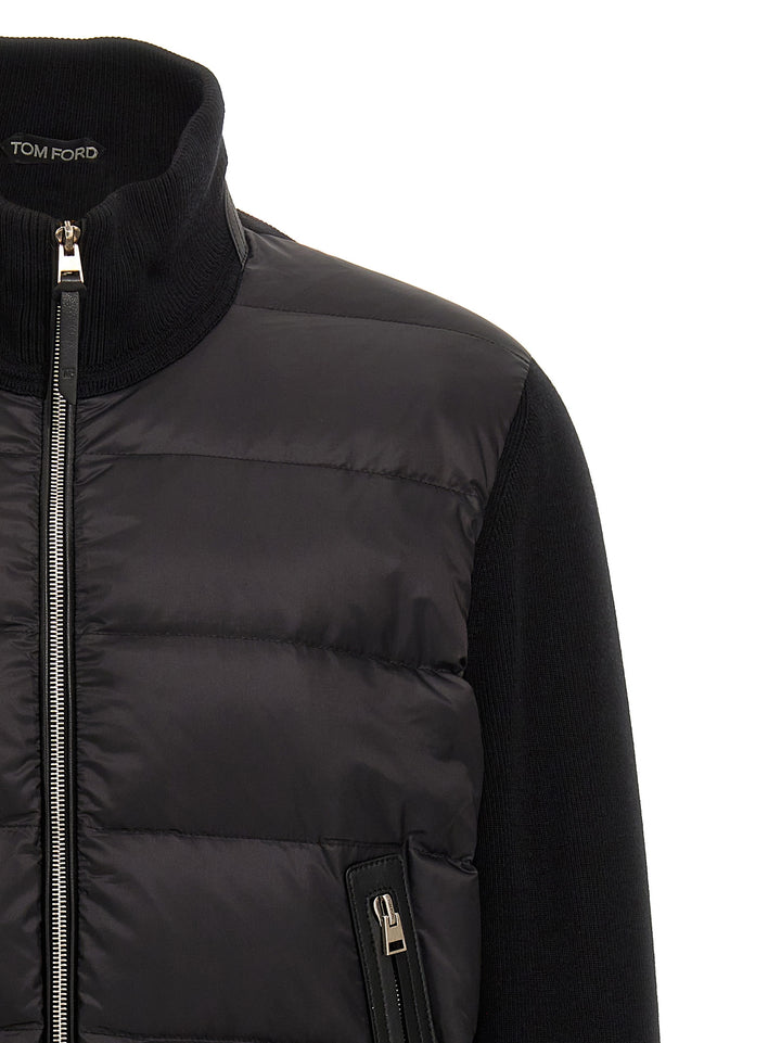 Knit Insert Down Jacket Casual Jackets, Parka Black