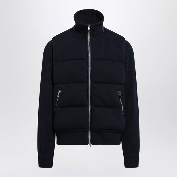 Navy Blue Quilted Virgin Wool Jacket