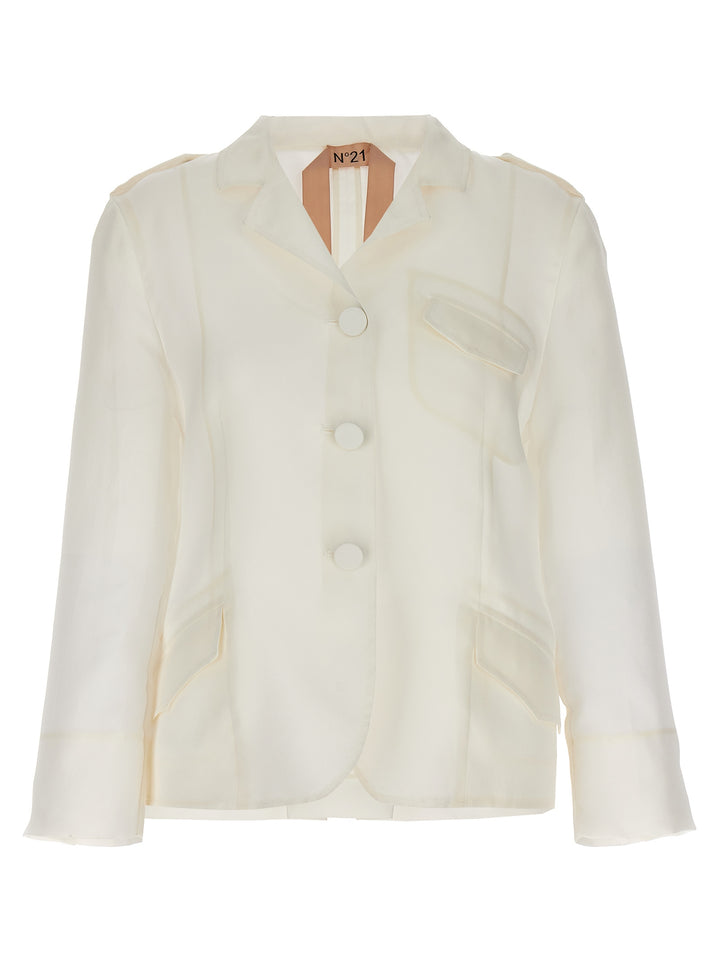 Single-Breasted Silk Blazer Blazer And Suits White