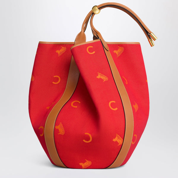 Large Drop Bucket Bag In Red/Orange C Sulky Jacquard
