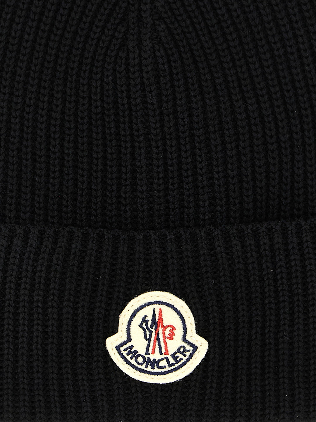 Moncler Logo Patch Beanie Hats - Black | 8934e2764fed025a095e66d95cef04732d44065c