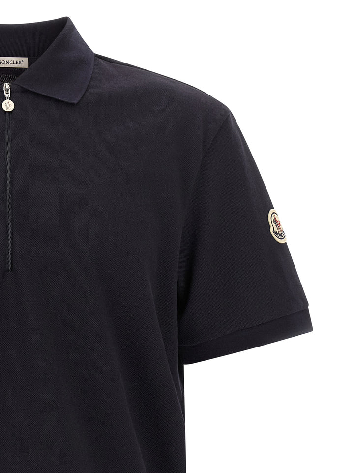 Moncler Half Zip  Shirt Polo - Blue | 7e7227badb6b7477e9d674773a2d3b563bc6e296