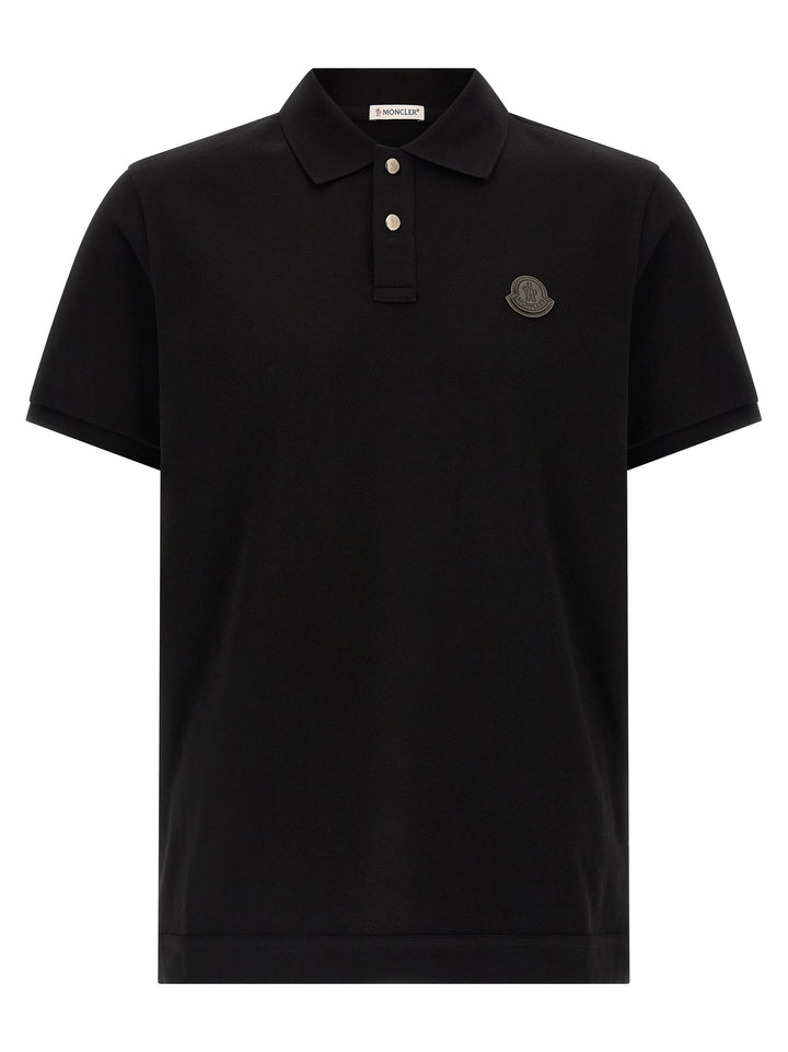 Moncler Leather Logo Patch  Shirt Polo - Black | 514d6ad3afbcc2f328f1c175c43f1ba98c66533f