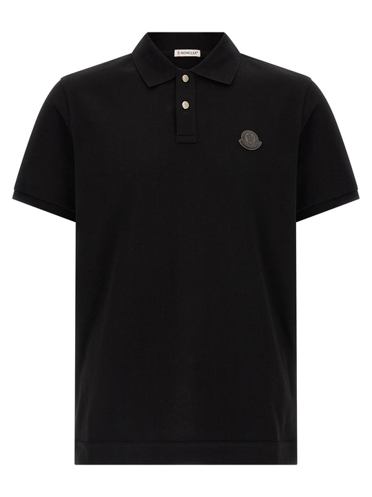 Leather Logo Patch Shirt Polo Black