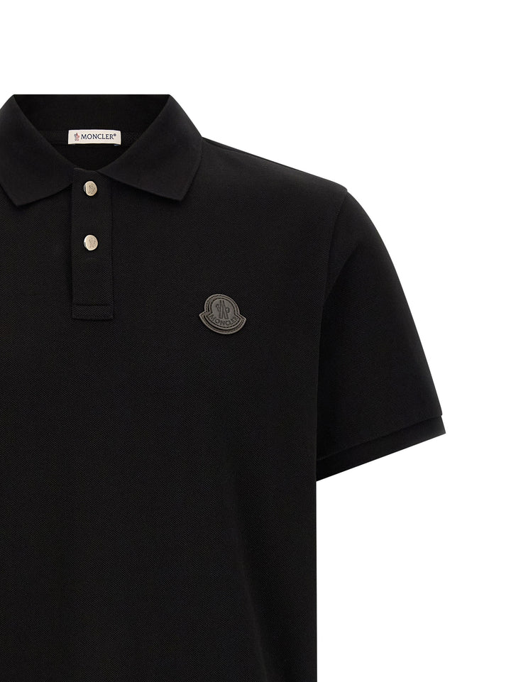 Moncler Leather Logo Patch  Shirt Polo - Black | 7ca4494f1bcf642d1da105825de3d3a4942cd54b