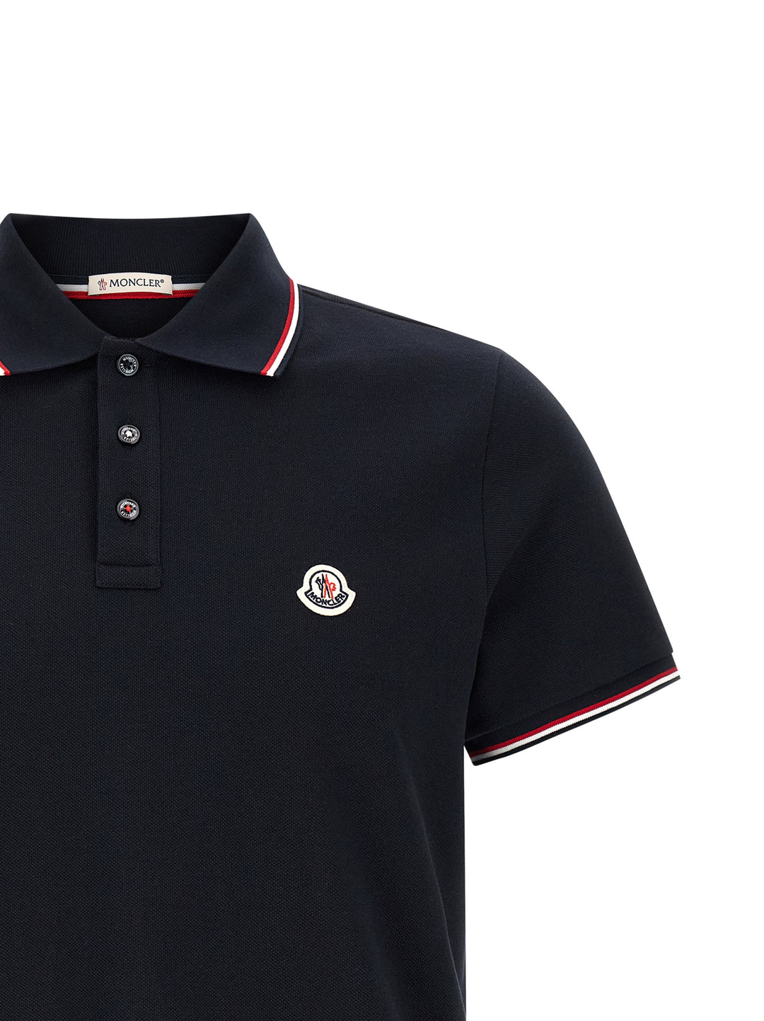 Moncler Tricolor Detail  Shirt Polo - Blue | 99b34a71214ea5fbc20bb004ba6b1ef5460915fd