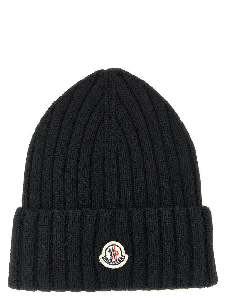 Moncler Logo Patch Beanie Hats - Black | 83f72c47f82937333d0ae0ba7b2d43aca67a3eb9