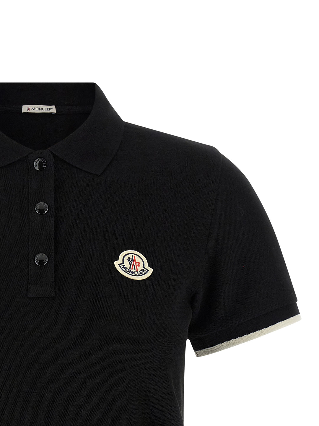 Moncler Logo Patch  Shirt Polo - Black | 00e175b341b2c980ae9670c2a4de7bd2e70a0447