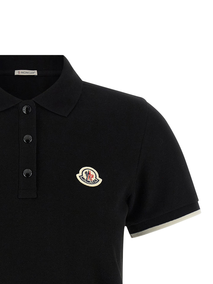 Moncler Logo Patch  Shirt Polo - Black | 00e175b341b2c980ae9670c2a4de7bd2e70a0447