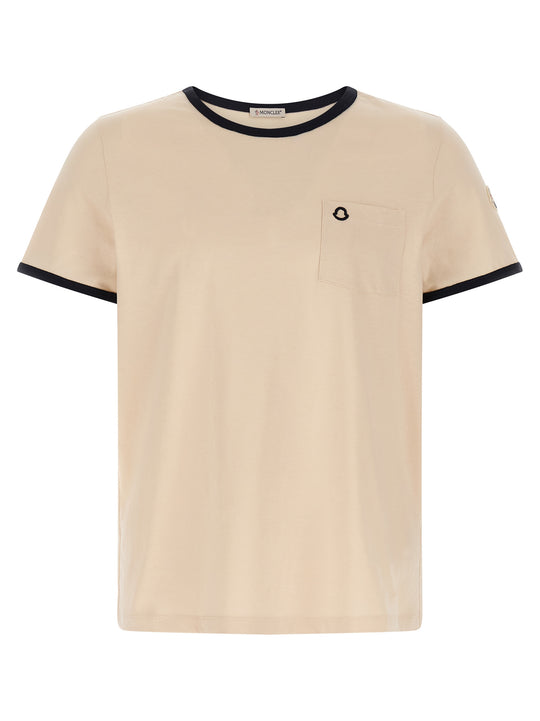 Logo Embroidery Pocket T-Shirt Beige
