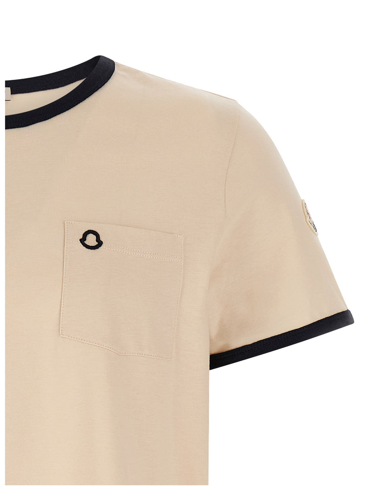 Moncler Logo Embroidery Pocket T-shirt - Beige | 421c87de8f92a358c9ef9da78858278c998ad0c0