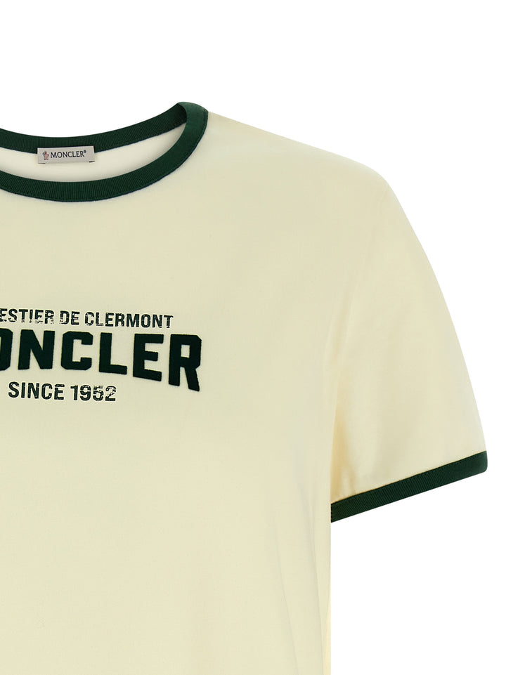 Moncler Flocked Logo T-shirt - Beige | 6c645889864ea66b216d9cd0f994f649dc68df18