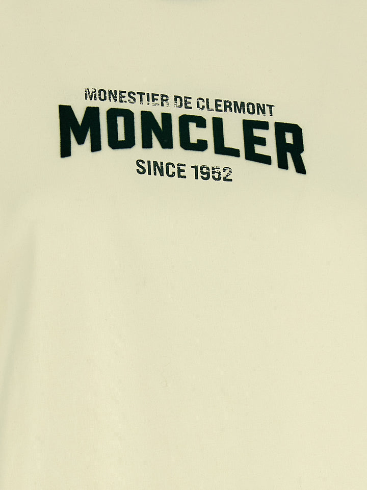 Moncler Flocked Logo T-shirt - Beige | 79f9f6d753fdd8ee97ede90954020abfaae50e19