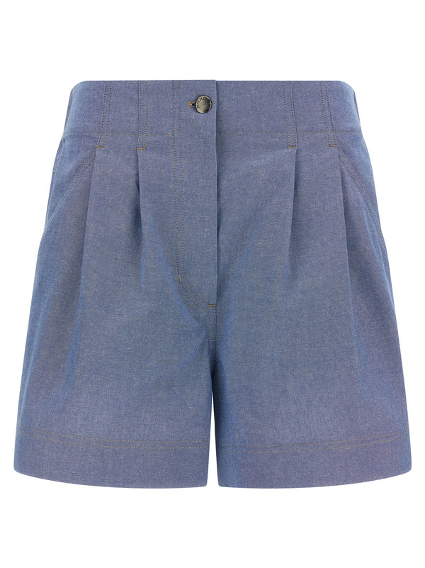 Chambray Cotton Shorts Light Blue