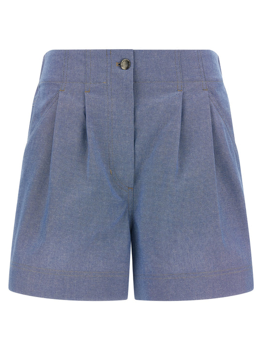 Chambray Cotton Shorts Bermuda And Short Light Blue