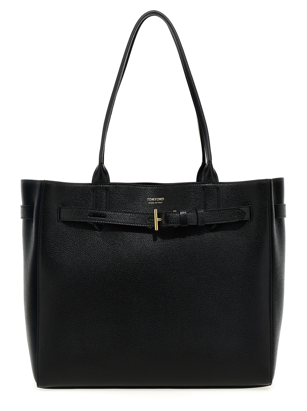 Logo Leather Shopping Bag Tote Bag Black