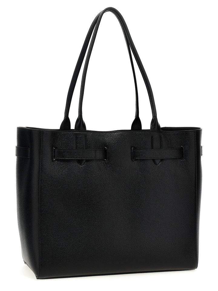 Logo Leather Shopping Bag Tote Bag Black