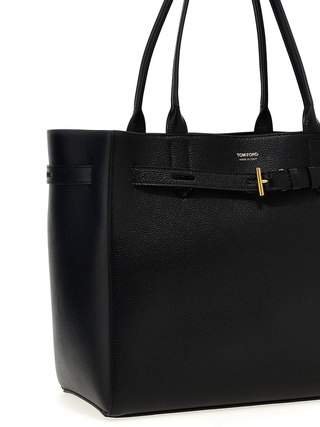 Logo Leather Shopping Bag Tote Bag Black