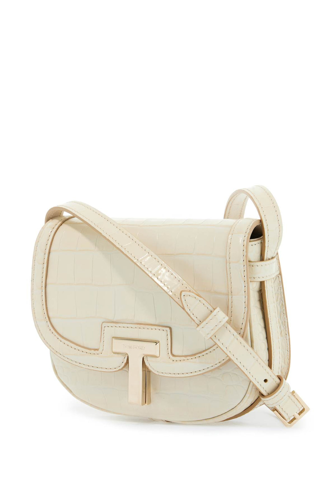 Mini Shoulder Bag Crocodile Ivory With Adjustable Strap