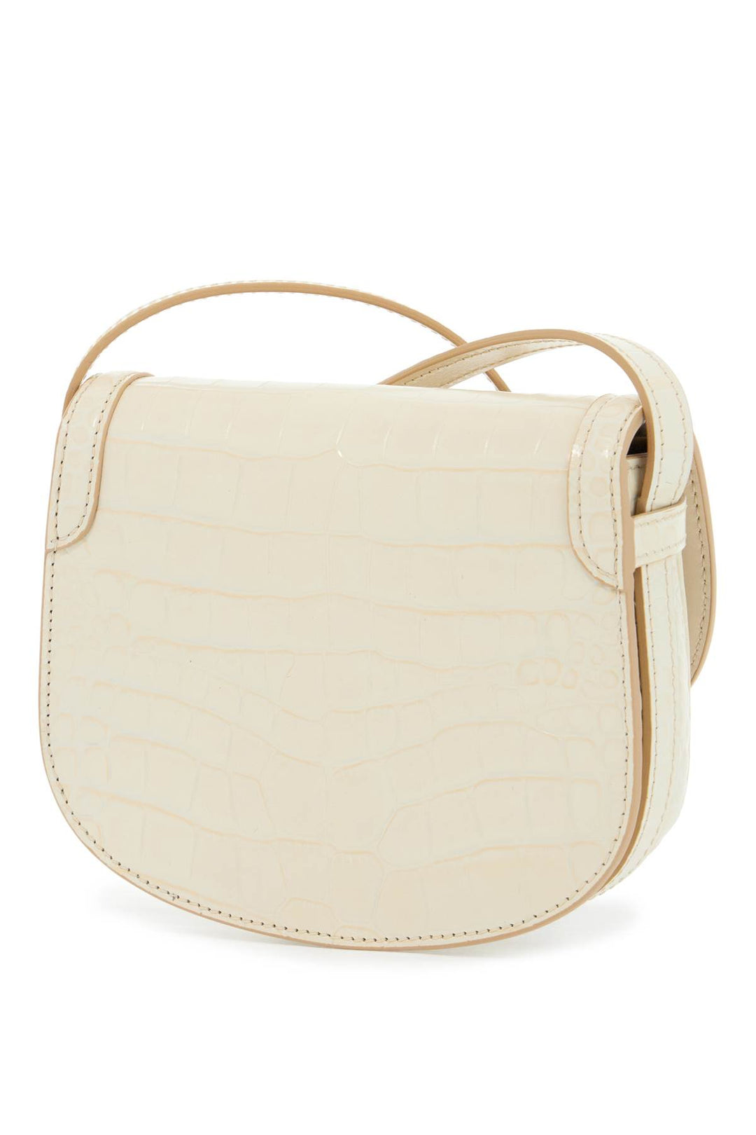 Mini Shoulder Bag Crocodile Ivory With Adjustable Strap