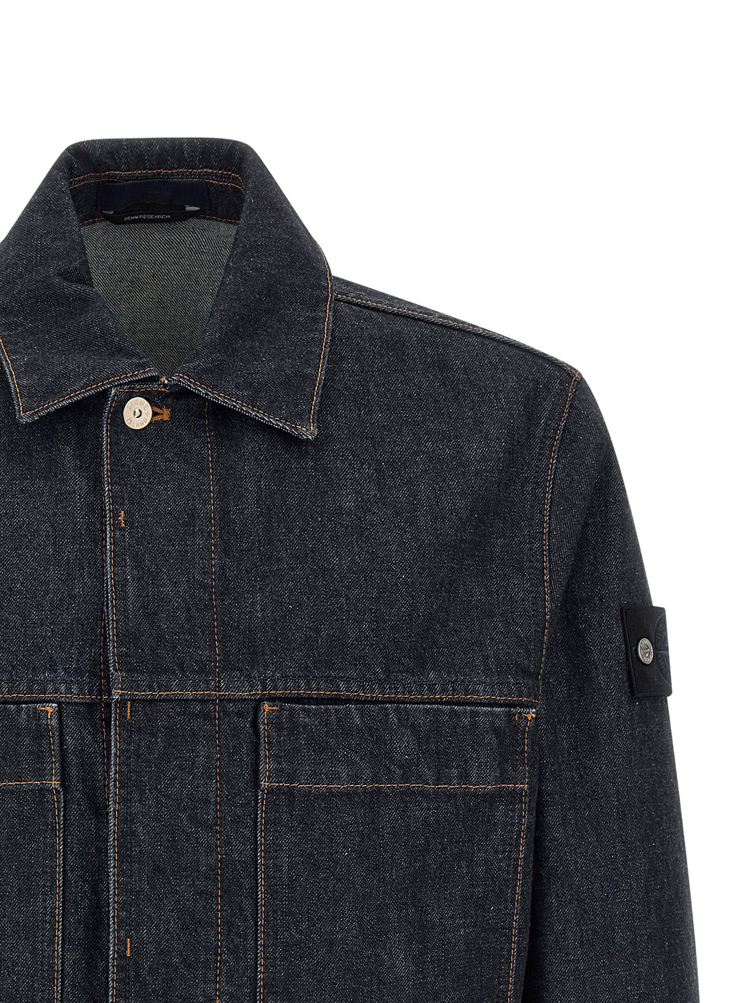 Stone Island Denim Jacket Puffer Jackets - Blue | 73f350a8ed6817fefdbef4547d9691c04693d5b4