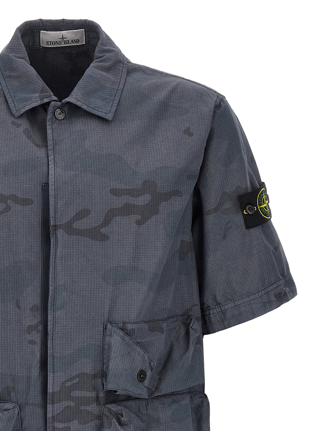 Stone Island Camouflage Shirt Shirt and Blouse - Blue | 7f86e7262fd687b658ba65d8cdbf9e8f48ec0e82