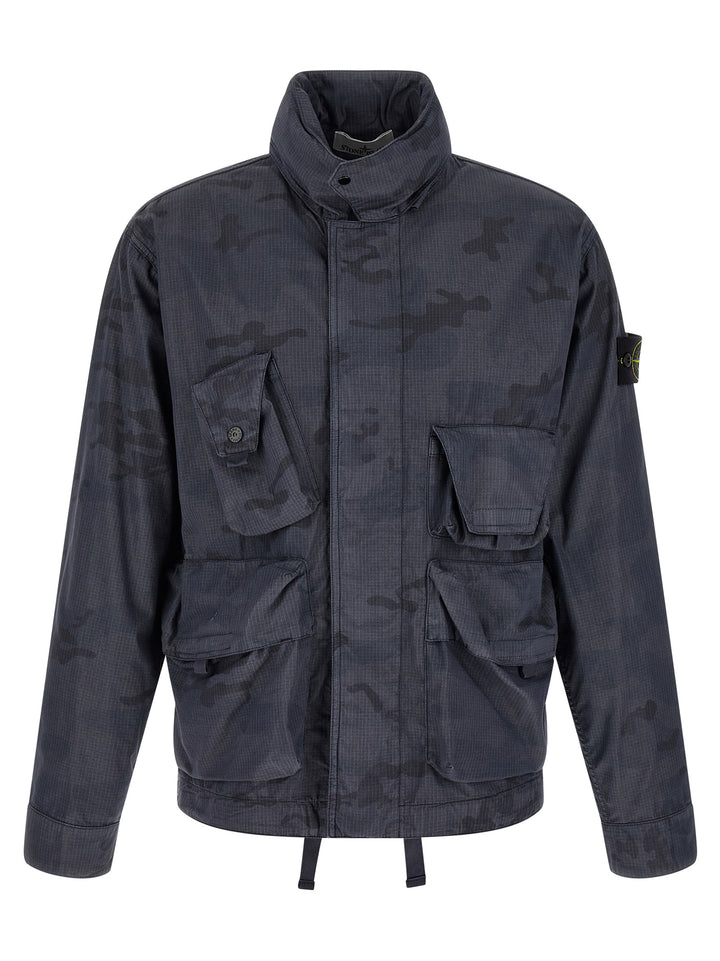 Stone Island Camouflage Jacket Puffer Jackets - Blue | 5b9c89dd5c5041a2aa6f5176e31406bf37b774b4
