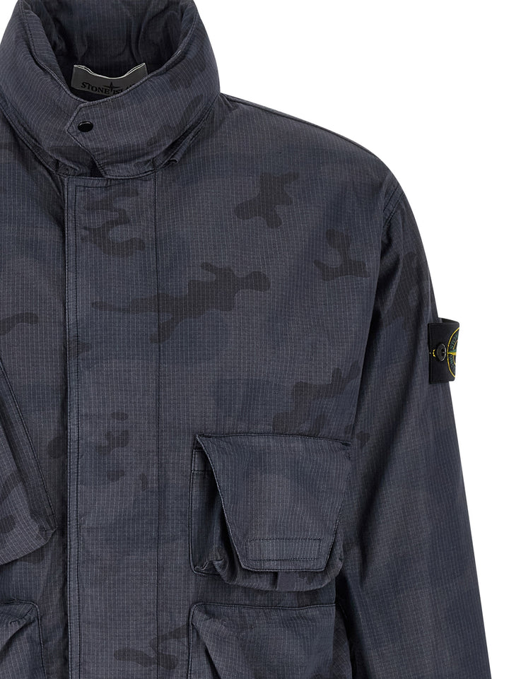 Stone Island Camouflage Jacket Puffer Jackets - Blue | 1fab79303c0c629329f7d12e6db6d51e92be0ba8