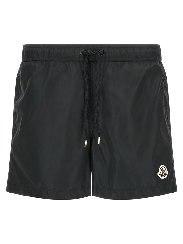 Logo Patch Swim Shorts Beachwear Black