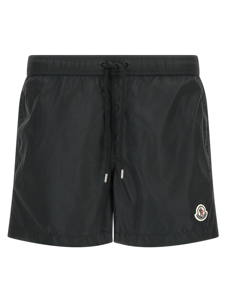 Moncler Logo Patch Swim Shorts Beachwear - Black | 2fa86c7457a39840a73e2f73dcb3db8386ab23a2