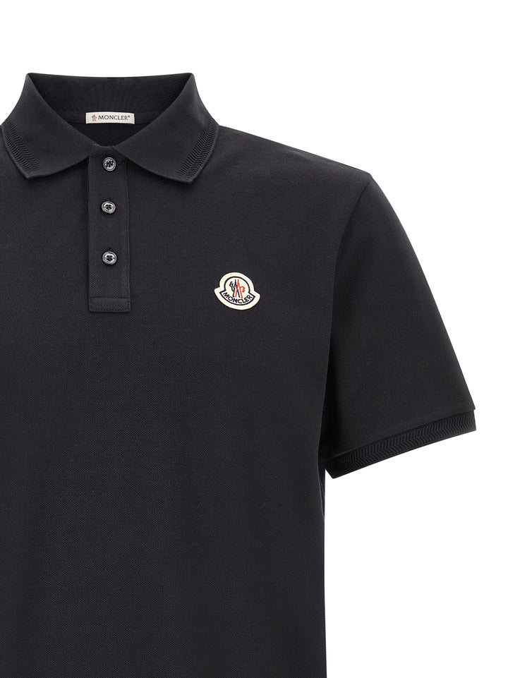 Moncler Logo Patch  Shirt Polo - Blue | c94df8ec5a88582bb0d780f161efd2879c809bf4