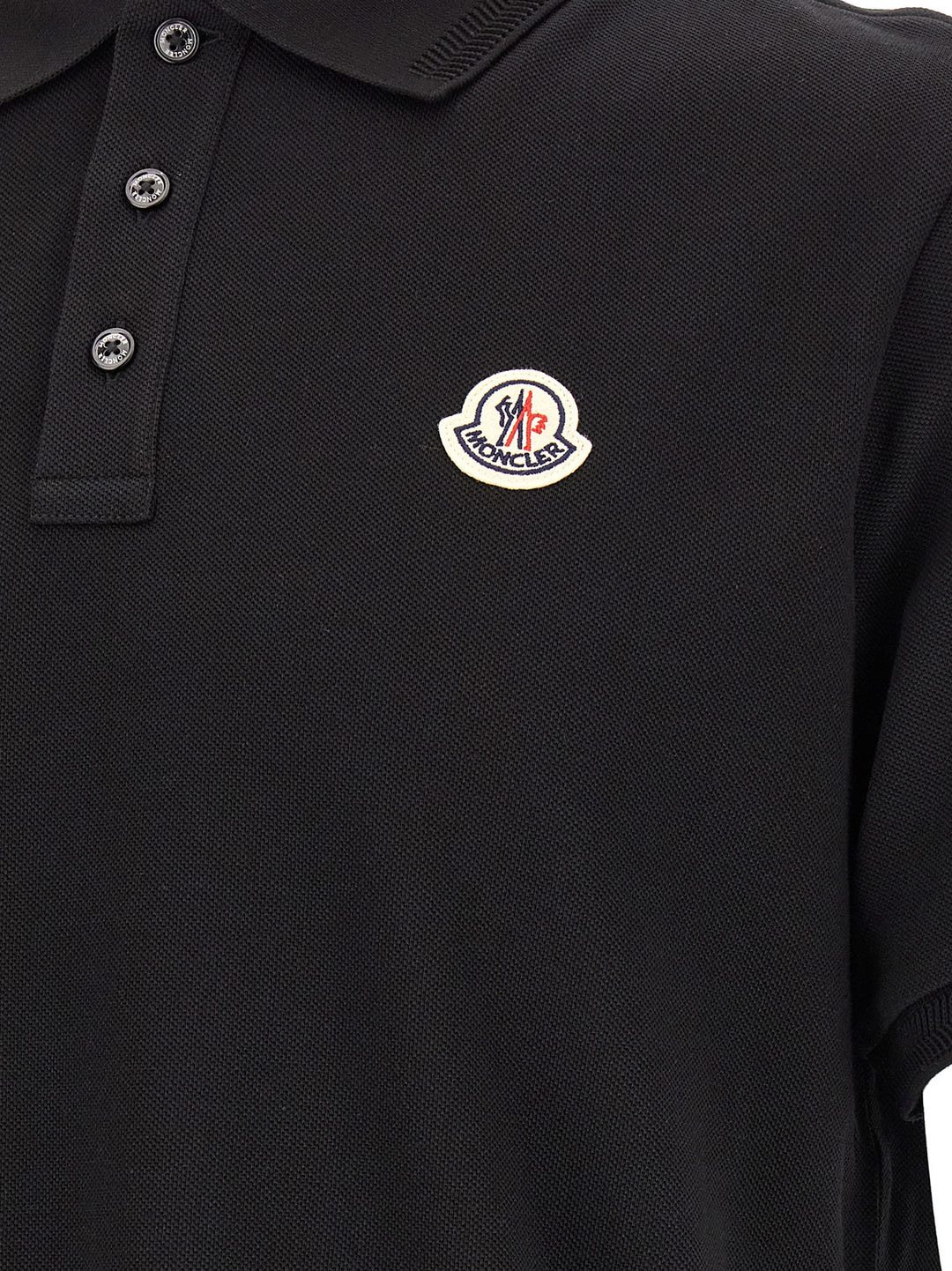 Moncler Logo Patch  Shirt Polo - Black | 71452943c1d527402d69f18da577a58d7e8dc8cc