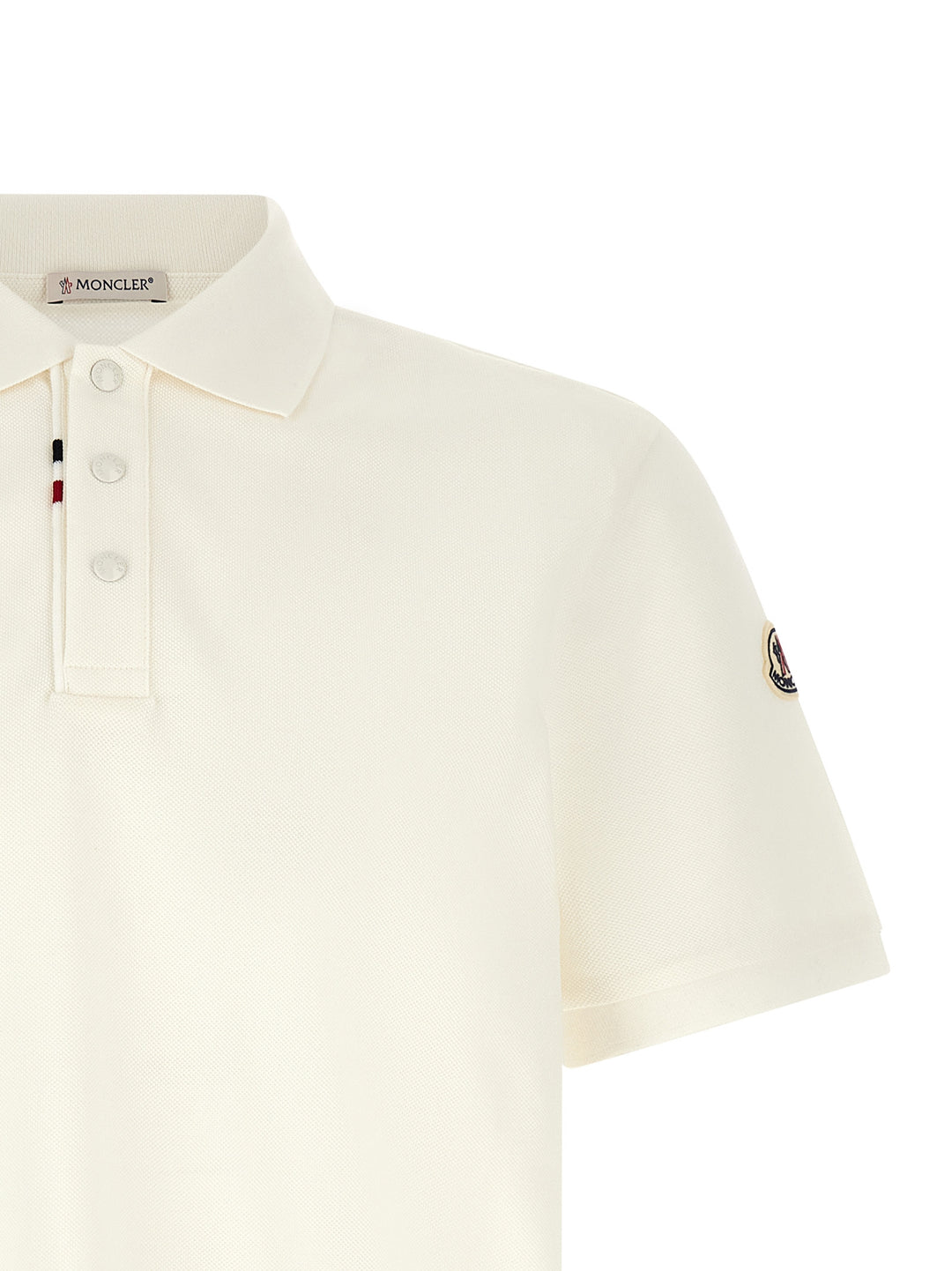 Moncler Logo Patch  Shirt Polo - White | f41721acff2fb438082f8f90a62c657e52f7f713